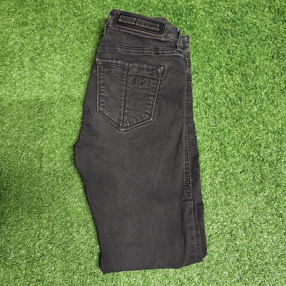 Rock Revival Skinny Jeans Mens 25x28 Black Denim Embellished Pockets